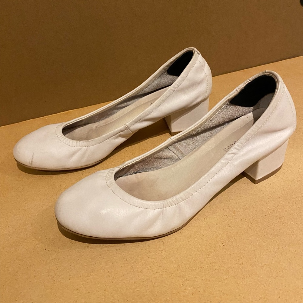 Jeffrey Campbell white leather shirt heels size 9
